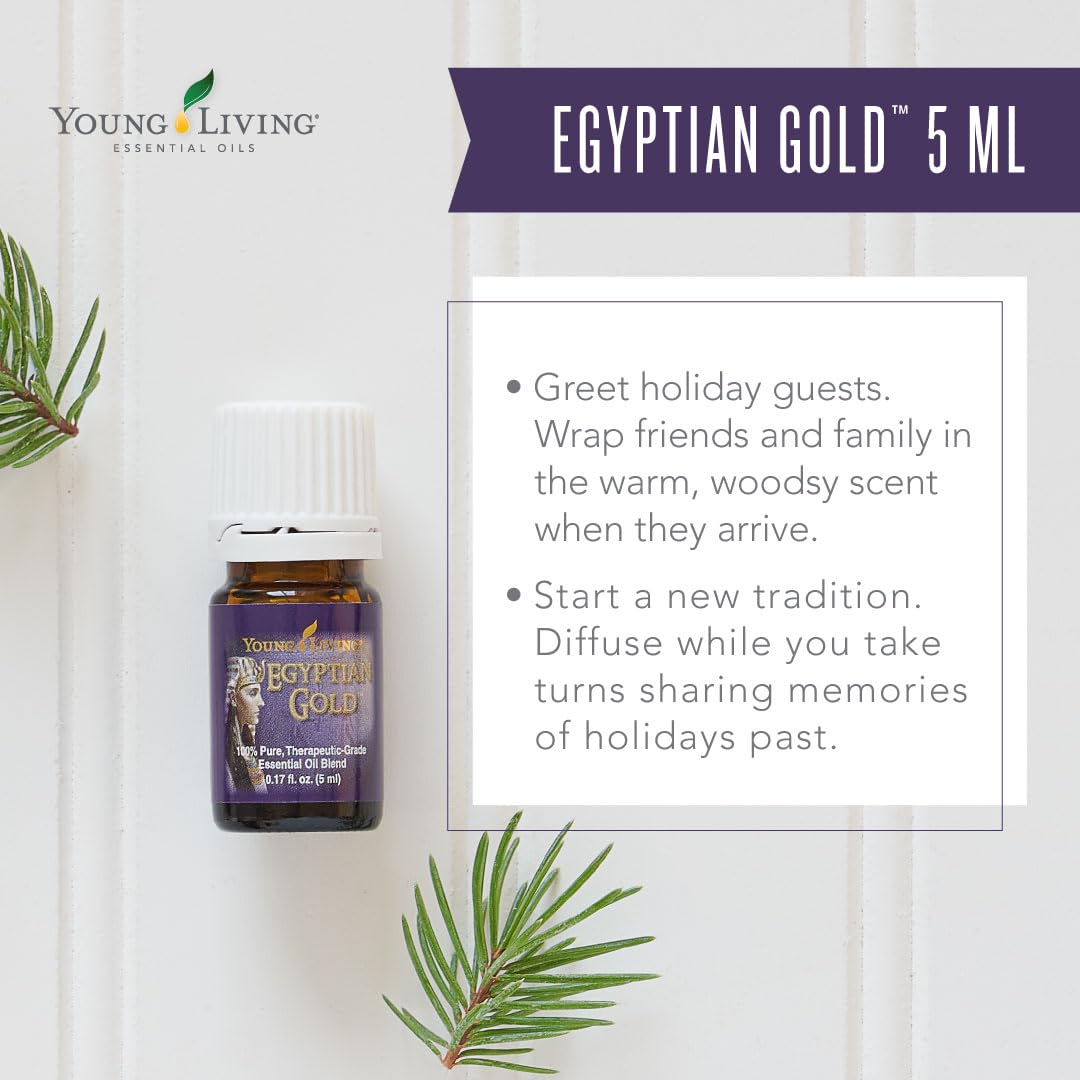 Young Living - Egyptian Gold Essential Oil 5 ml | Ancient Biblical Oils | Aromatic Devotion Blend | Exotic Musky Aroma | Spiritual Aromatherapy for Meditation & Relaxation