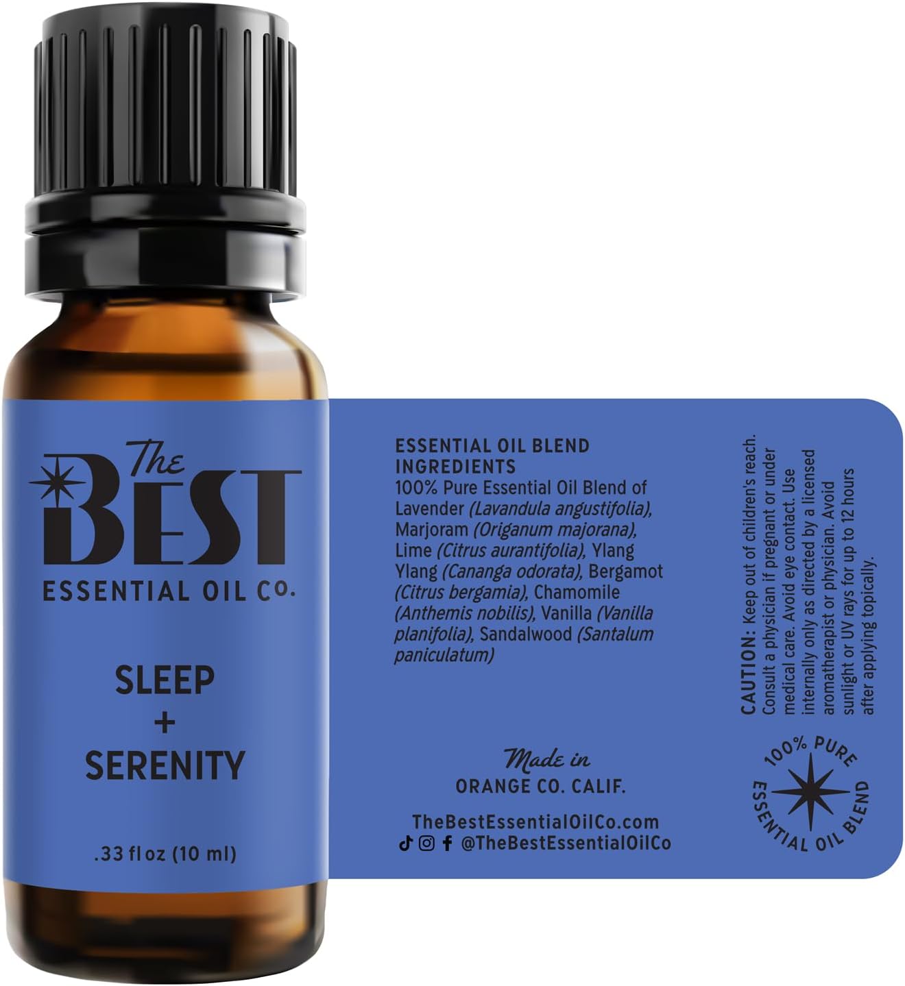 The Best Sleep + Serenity Essential Oil Blend- Premium Grade- 100% Pure & Natural for Aromatherapy, Diffuser, Spa, Massage, Air Freshener- 10 ml (.33 fl oz)