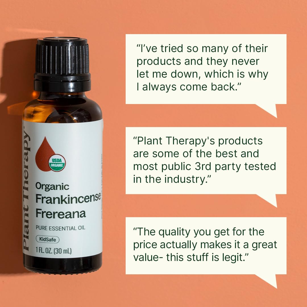 Plant Therapy Organic Frankincense Frereana Essential Oil 100% Pure, USDA Certified Organic, Undiluted, Natural Aromatherapy, Therapeutic Grade 10 mL (1/3 oz)