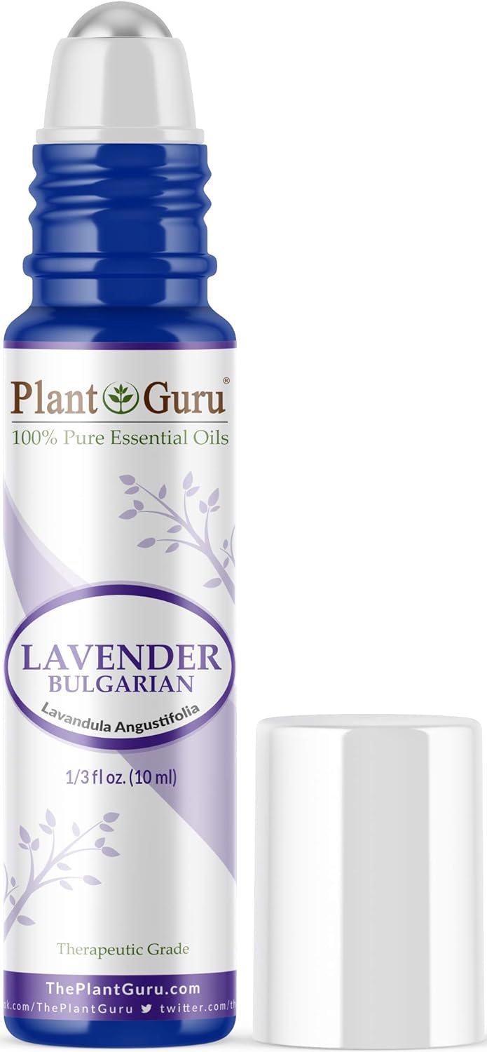 Lavender Essential Oil Roll On 10 ml. 100% Pure Natural Pre-Diluted Therapeutic Grade for Skin, Body and Hair Growth, Great for Aromatherapy Relaxation and Calming.