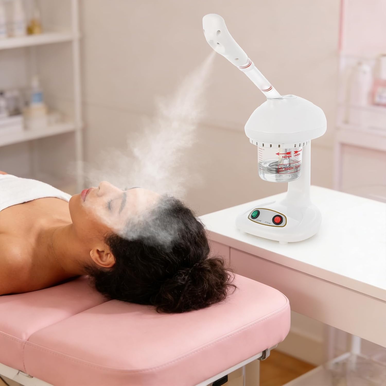 DYRABREST Facial Steamer, 450W Ionic Nano Mist Sprayer with 360° Rotatable Nozzle, Auto Power-Off, Compact Desktop Design for Salon Home, White