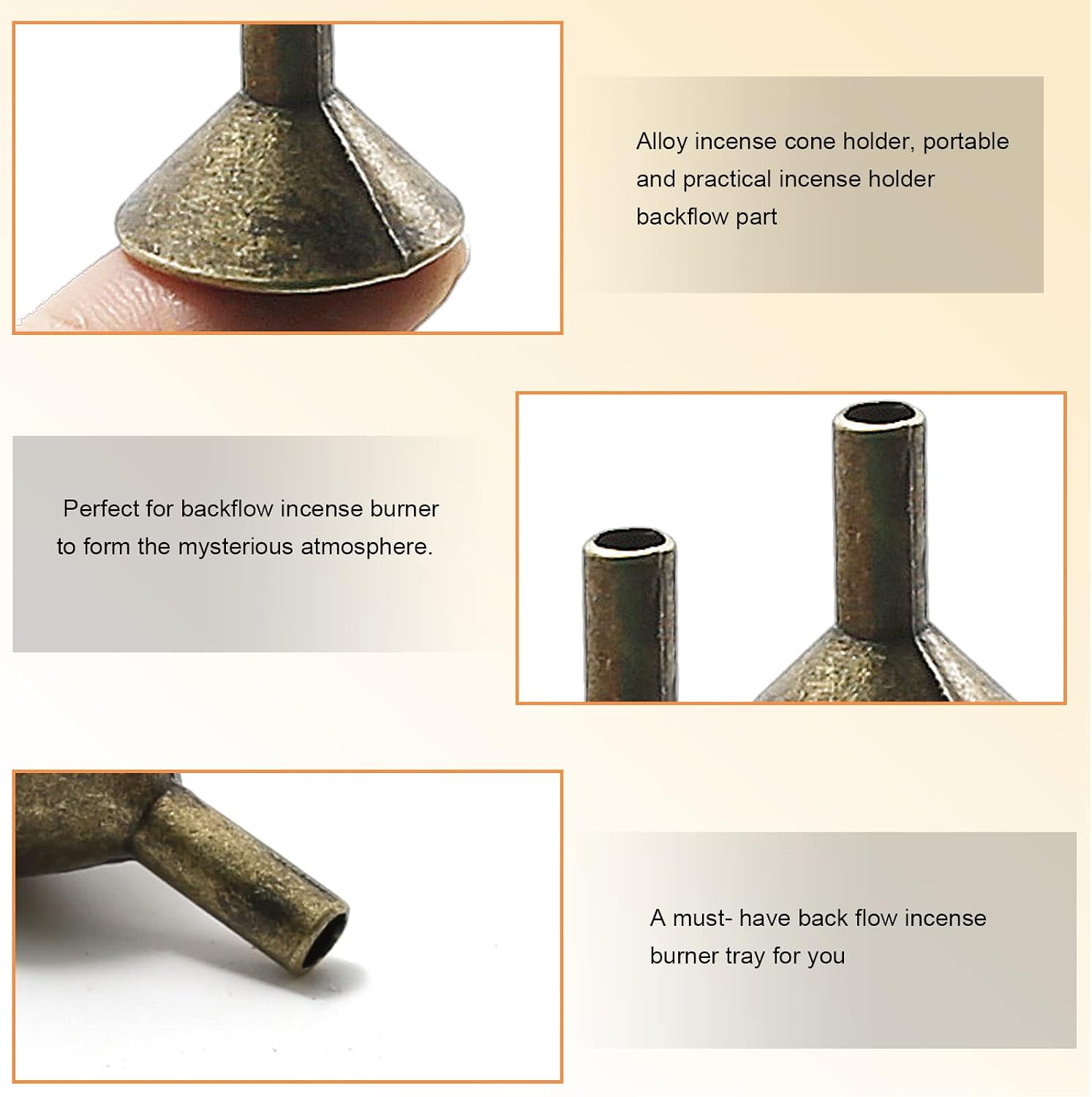 EATAKWARD 50PCS Metal Backflow Incense Sticks Holder Small Funnel Shape Incense Cone Tray Base Rack Holder Waterfall Incense Burner