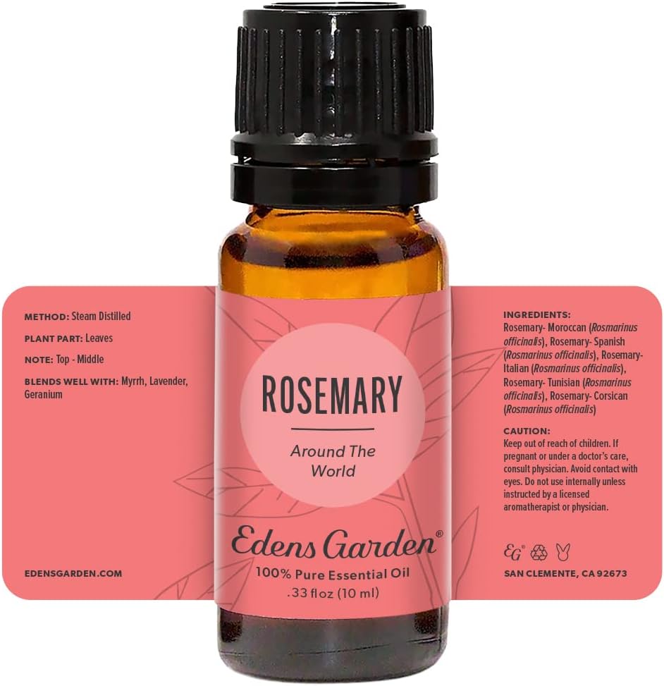 Edens Garden Rosemary Around The World Essential Oil- 100% Pure Premium Grade, Undiluted, Natural, Therapeutic, Aromatherapy, The Best for Skin, Face, Humidifiers 10 ml (.33 fl oz)