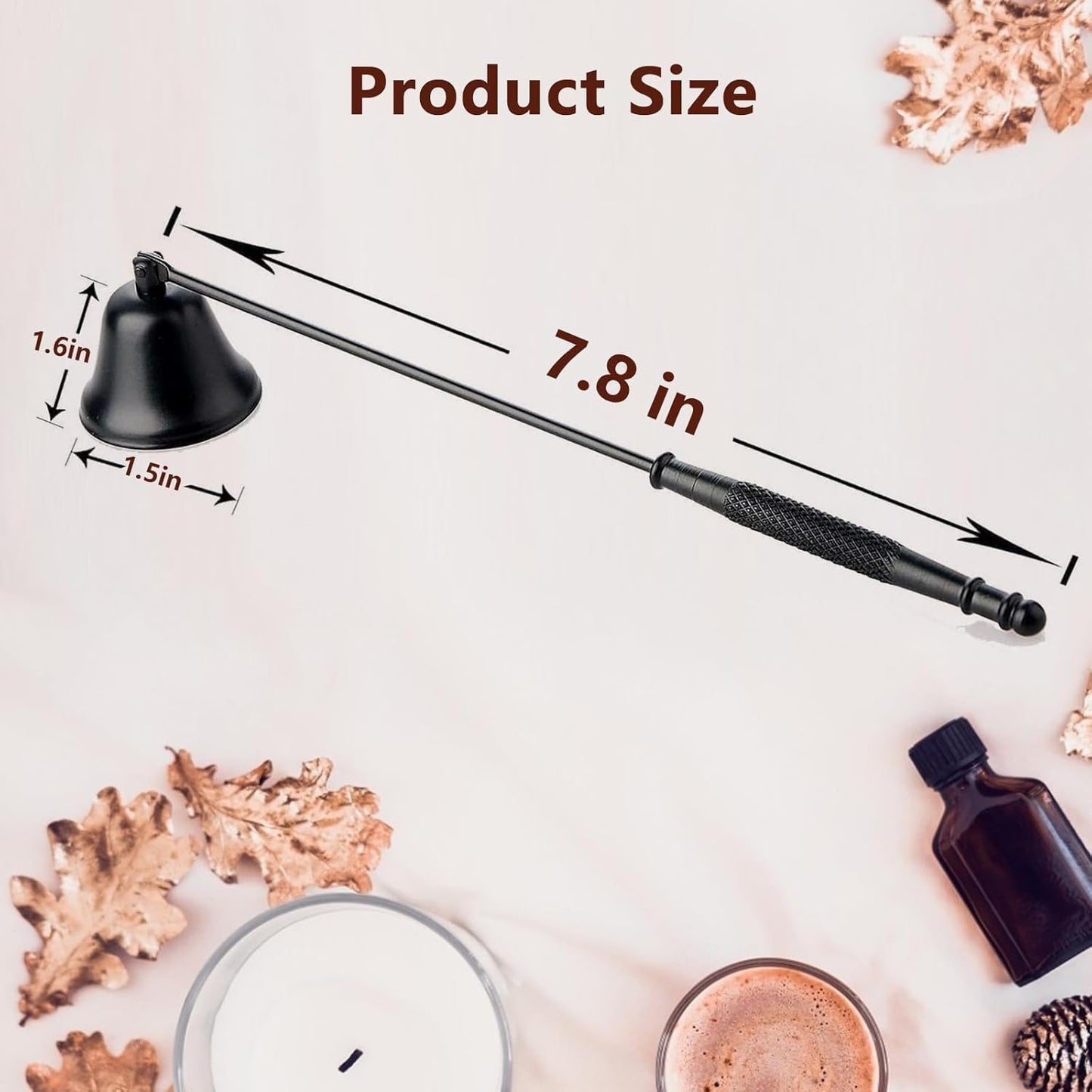 Candle Snuffer Black with Long Handle, Candle Snuffer Extinguisher, Wick Cutter Stainless Steel Wick Clipper Wick Scissor, Candle Wick Trimmer for Candle Aromatherapy Lovers