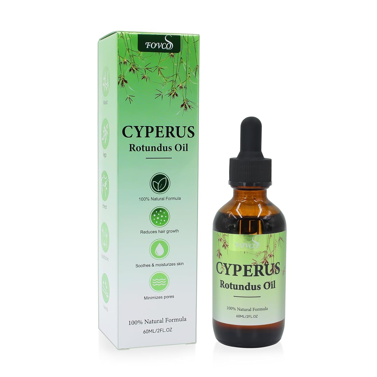 100% Pure Cyperus Rotundus Oil with Sweet Almond & Rosehip – Natural Hair Removal Care & Post-Waxing Soothing Oil for Face, Body, Underarms