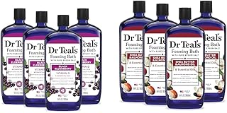 Dr Teal's Foaming Bath Bundles with Epsom Salt, Black Elderberry & Shea Butter Scents, 34 fl oz (4 Packs)