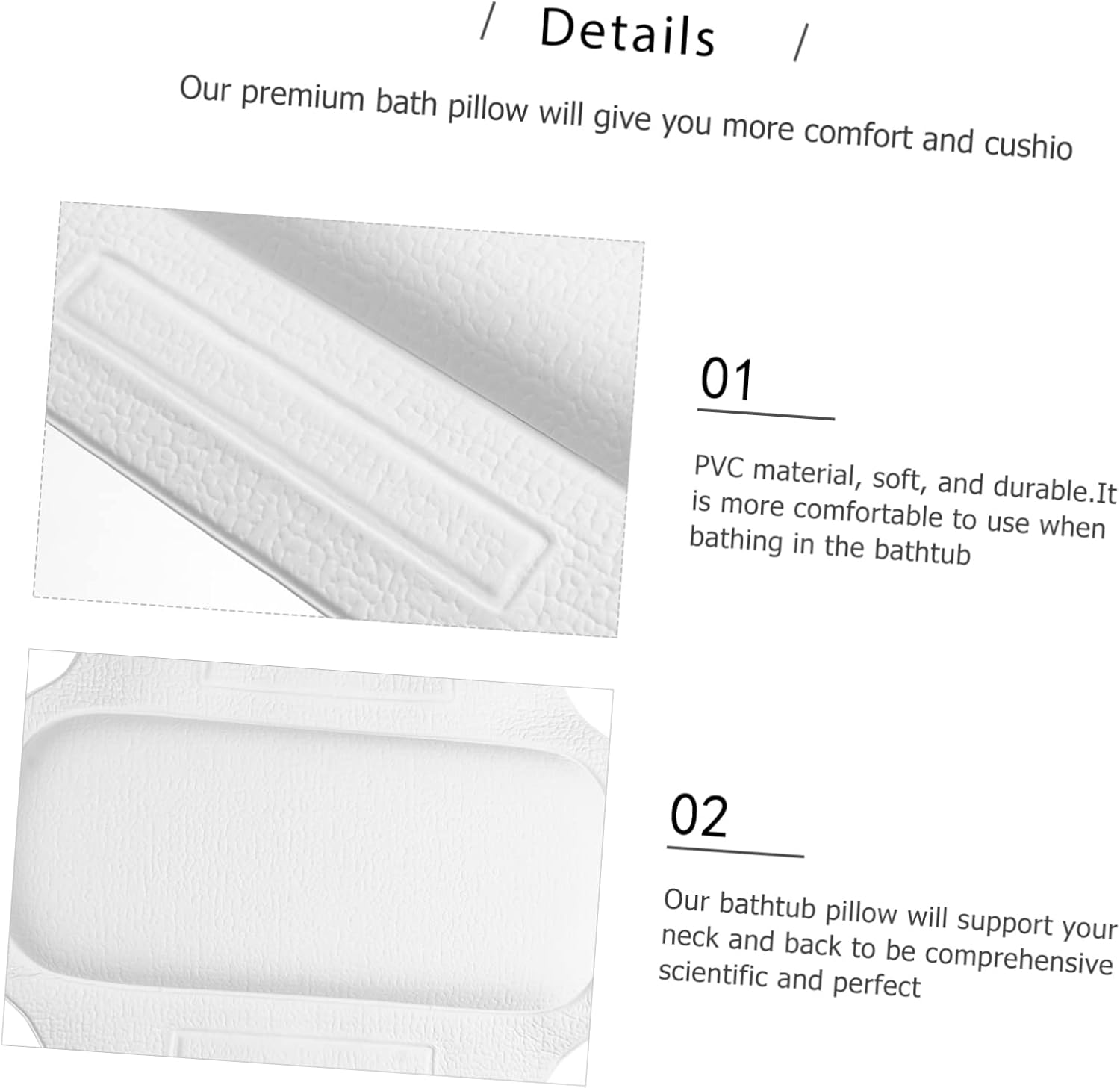 Bathtub Pillow with Ultra-Large Suction Cups for Secure Non-Slip Support Spa Bath Cushion for Head and Neck Comfort Fits Most Tubs Ideal for Relaxing Home Baths and Shower Spa Sessions
