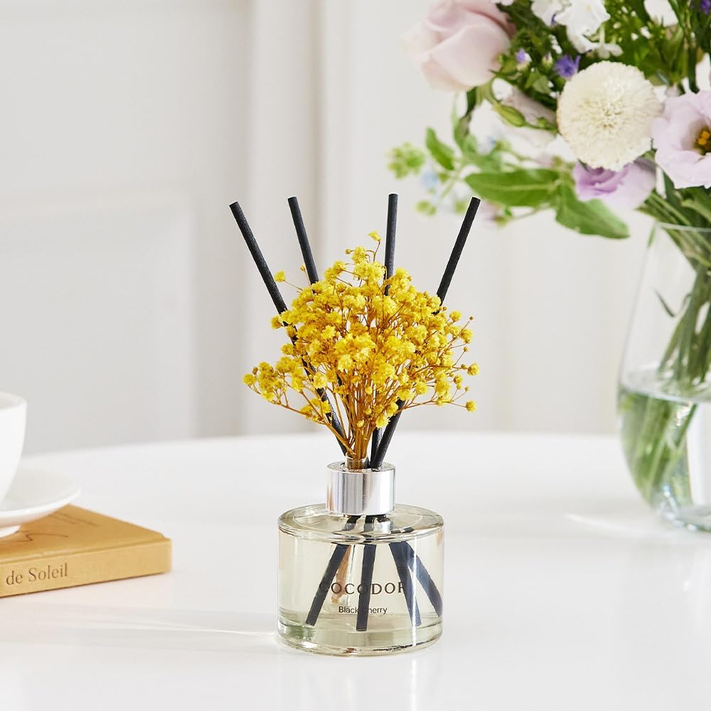 COCODOR Preserved Flower Reed Diffuser/Cedar Wood/6.7oz/1Pack / Home Fragrance Scent Essential Oil Stick Diffuser for Bedroom Bathroom Home Decor