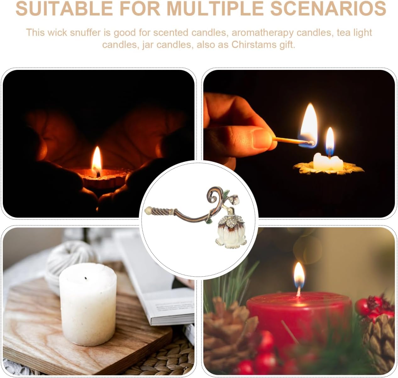 Automatic Candle Snuffer for Home Candle Extinguisher Accessory Long Handle Wick Snuffer Tool Home Decor for Scented