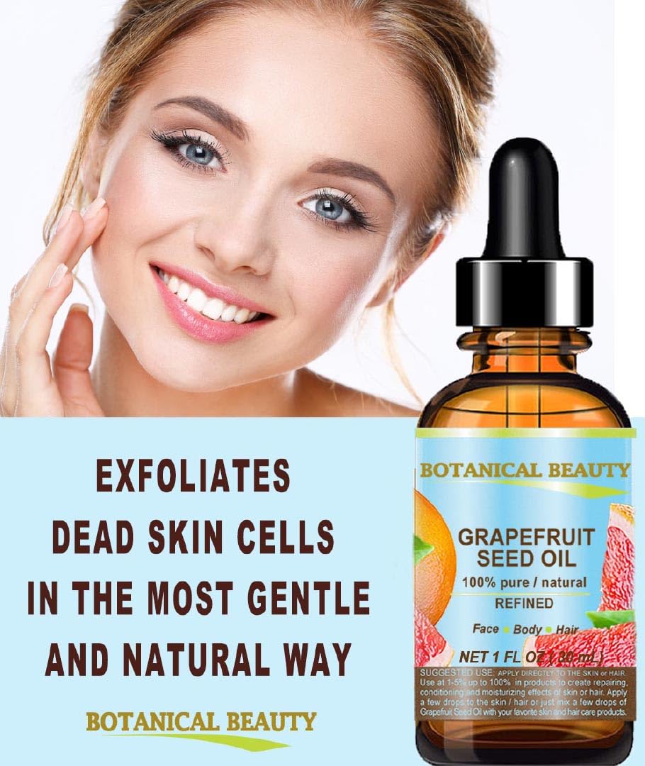 GRAPEFRUIT SEED OIL. 100% Pure / Natural / Undiluted /Refined COLD PRESSED CARRIER OIL (Not Essential Oil). 0.5 Fl.oz.- 15 ml. For Skin, Hair and Lip Care. "One of the richest natural sources of