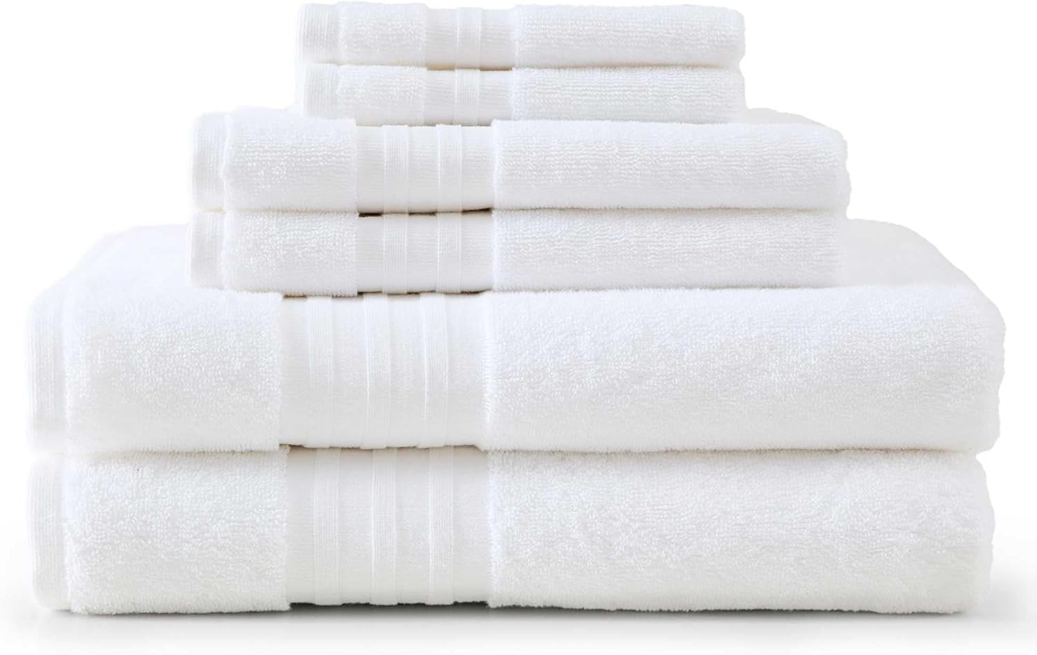 Martha Stewart - Bath Towels, Soft & Absorbent 100% Cotton Towels, Plush 700 GSM, 6-Piece Bathroom Towel Set with Textured Dobby Weave (Skyland Manor White)