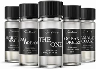 Scentiment Luxury Hotel Scents – 5 Diffuser Oil Set | Secret Desires, Day Dream, The One, Ocean Breeze & Amalfi Coast | Fresh Floral, Woody & Citrus Scents Home Fragrance Oils 5 x 0.68 fl oz (20 mL)