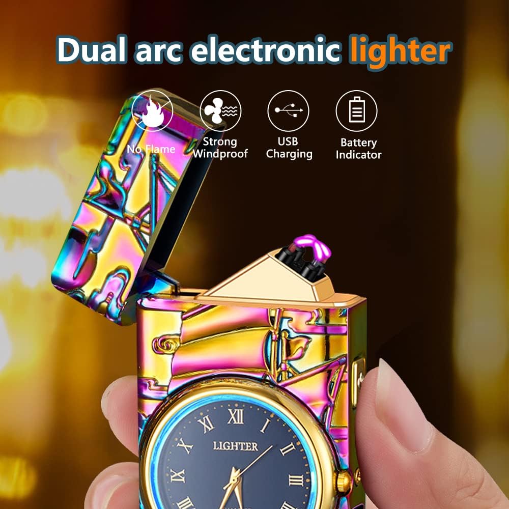 GADATOP Sail Lighter - Plasma & Arc Electric Lighter, Windproof & Fashionable, USB Rechargeable, Multi-Sail Design with Real Watch Dial LED Lighting