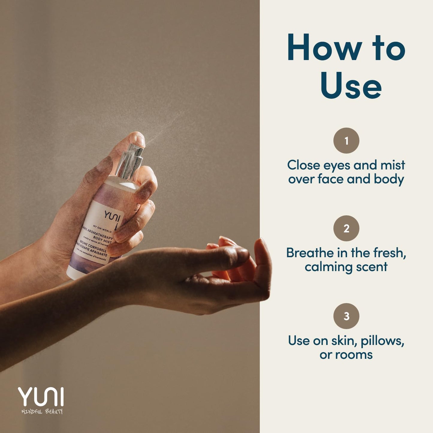 YUNI Aromatherapy Body Mist | Essential Oil Spray for Stress Relief | Essential Mist Spray | Bergamot & Neroli | Body Spray