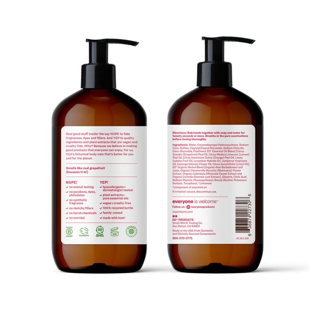 Everyone Liquid Hand Soap, 12.75 Ounce (Pack of 1), Ruby Grapefruit, Plant-Based Cleanser with Pure Essential Oils