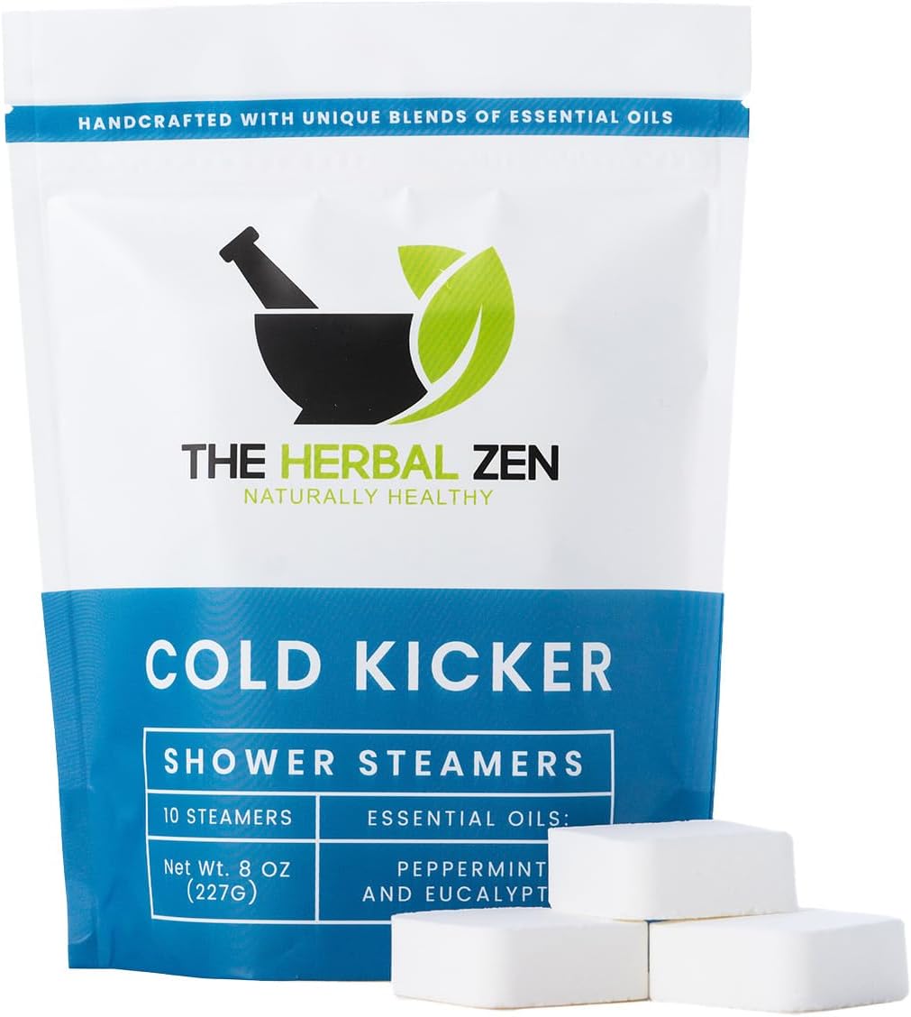 Cold Kicker Shower Steamers Aromatherapy for Relief - USA Made - Peppermint & Eucalyptus Shower Bomb Tablets - Mothers Day Gift for Mom - Soothing Natural Essential Oils (10 Pack)