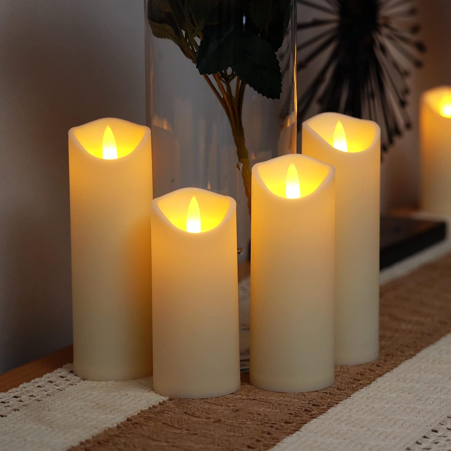 Homemory Flameless Candles, LED Battery Operated with Remote Timers, Electric Fake, Made of Frosted Plastic, Won't Melt, Ivory, Set of 9