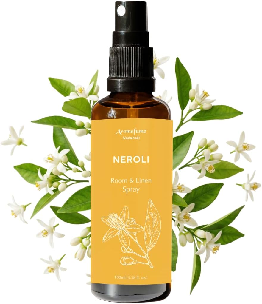 Neroli Room, Linen & Pillow Spray by Aromafume | 100ml / 3.38 fl oz | with Pure Neroli Essential Oil | Aromatherapy Spray for Upliftment, Positivity | Mist for Bedding, Fabrics | Air Freshener