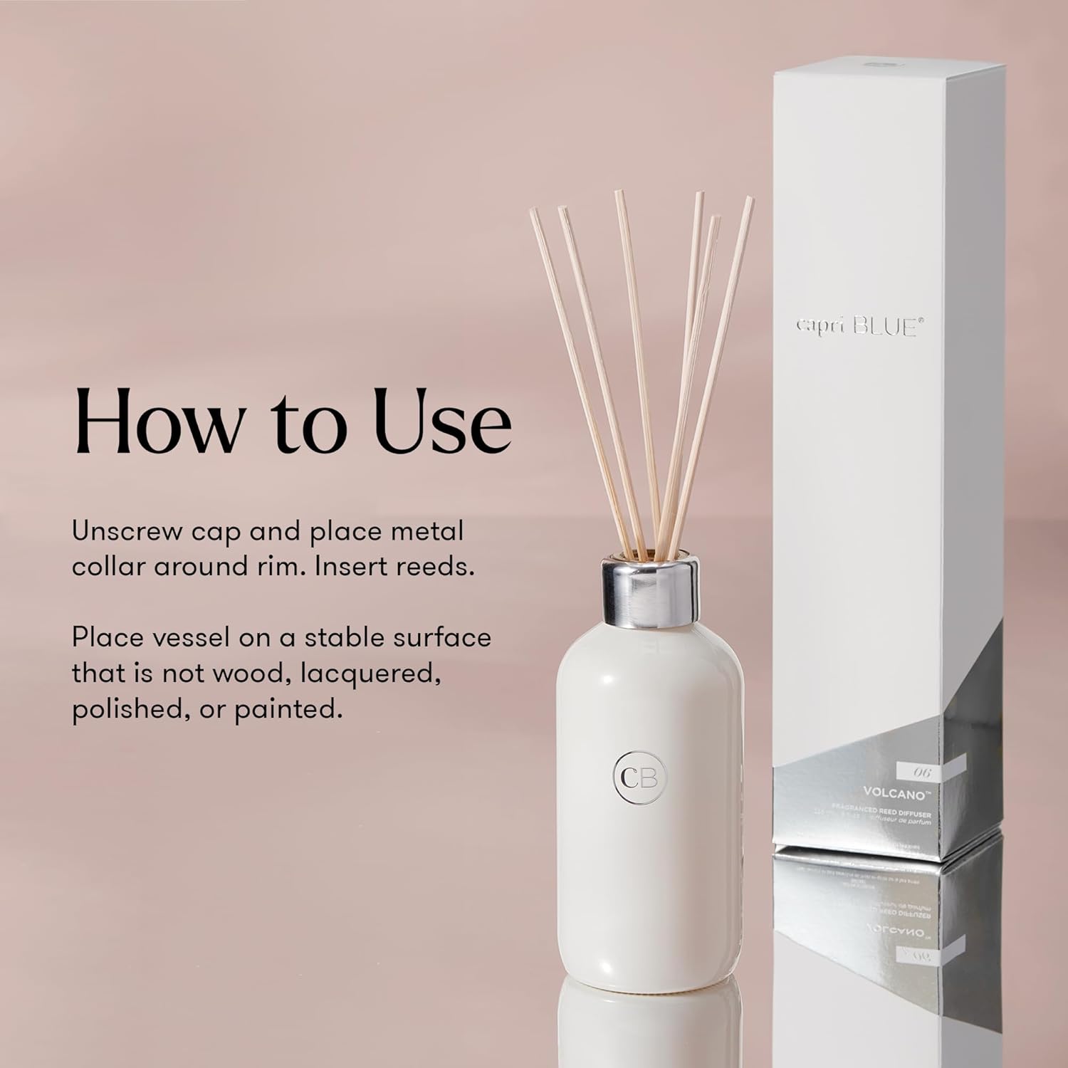 Capri Blue Volcano Reed Diffuser Set - Includes Reeds, Fragrance Oil, and Glass Bottle - Luxury Scented Reed Diffusers for Home Decor - Room Fresheners - White (8 fl oz)