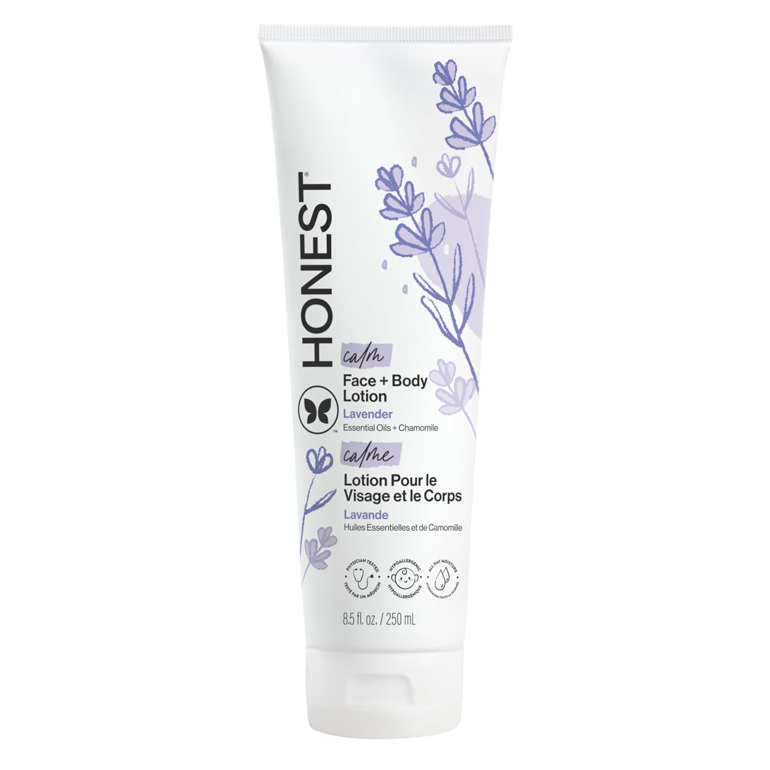 The Honest Company Hydrating Face Body Lotion, Fast Absorbing, Naturally Derived, Hypoallergenic, Lavender Calm, 8.5 fl oz
