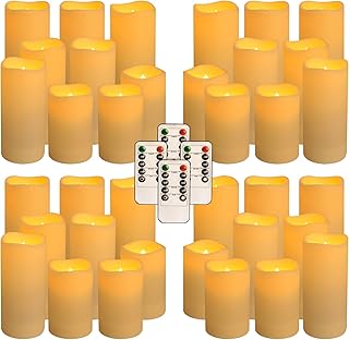 36 Pack Waterproof Flameless LED Candles - Outdoor Battery Operated Candles with Remote & Timer, Realistic Flickering Flame, Safe for Porch, Patio, Weddings, Parties & Home Decor
