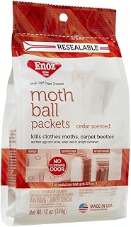 Enoz Moth-Tek Packets Cedar Scent - 12 oz. Bag (3) Kills Clothes Moths, Carpet Beetles, and Eggs and Larvae