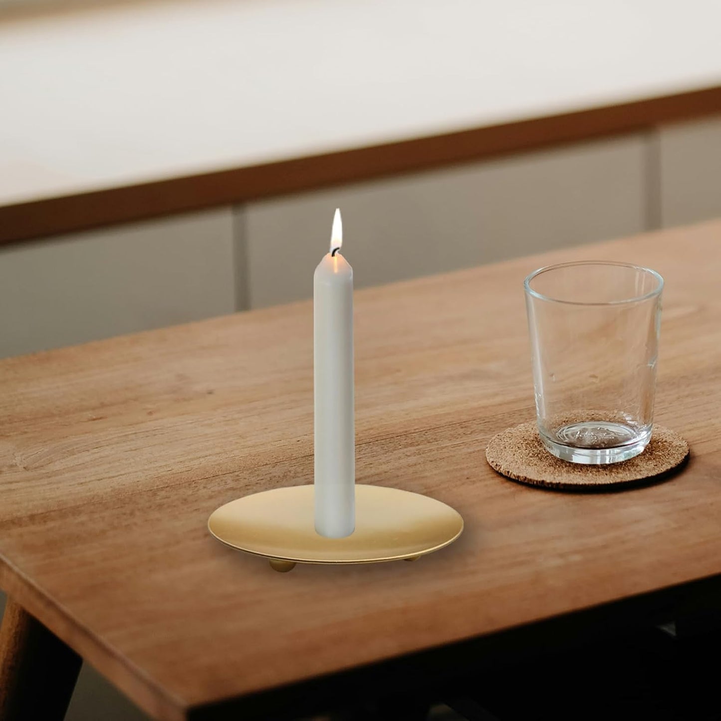 Gold Candle Holder – 1 Pack 3.54" Iron Candle Plate, Decorative Candle Stand for Home and Table Decoration