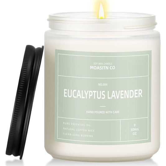 Eucalyptus Lavender Candle for Home Scented| Natural Soy Non Toxic Candles| Long Clean Burning Aromatheraphy Jar Candel