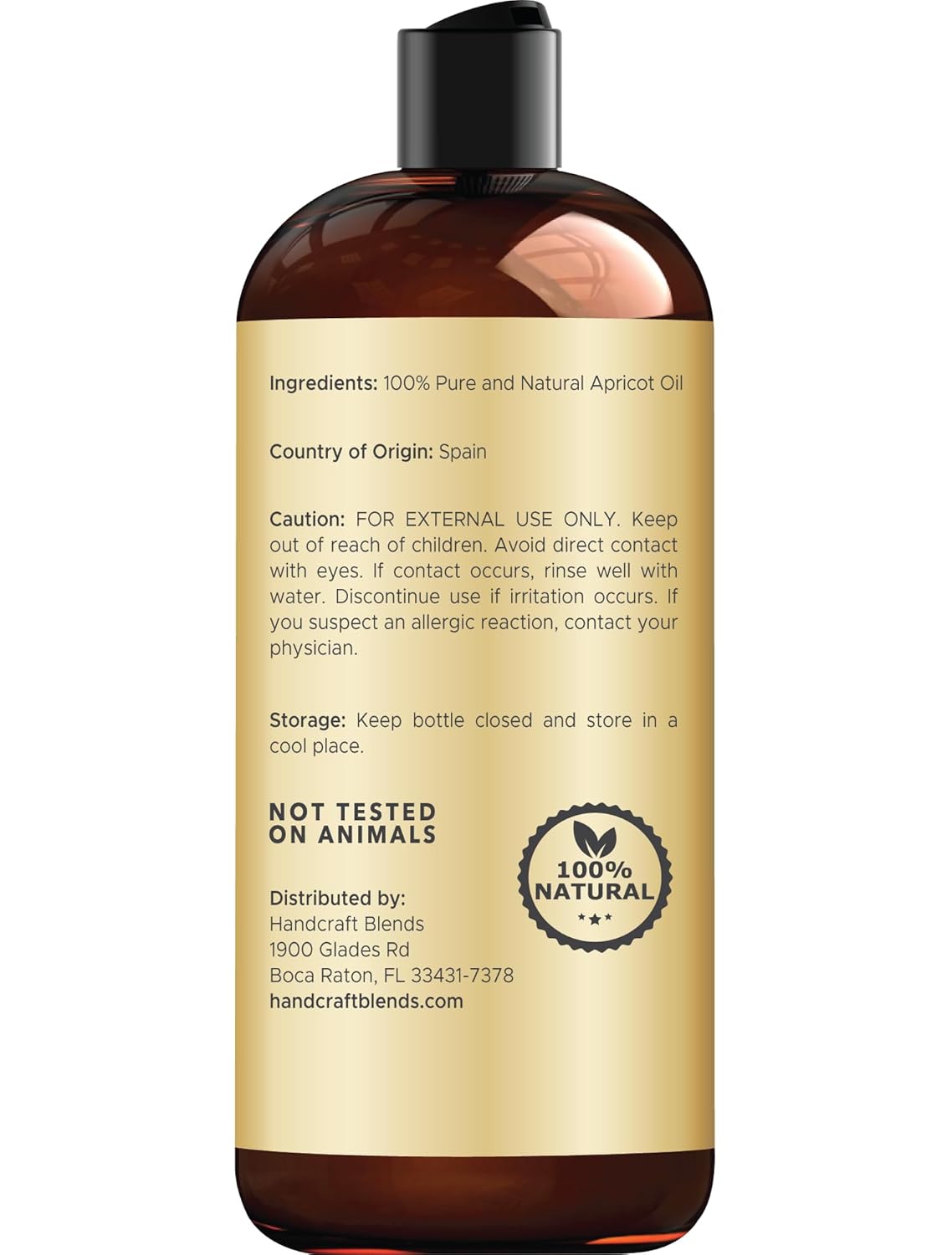 Handcraft Blends Apricot Kernel Oil - Cold-Pressed 16 Fl Oz - 100% Pure and Natural - Premium Grade Carrier for Skin and Hair - Hair and Body - Massage - Hexane-Free