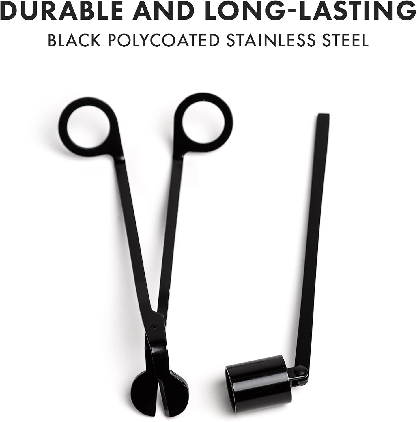 54Celsius Candle Care Set: Wick Trimmer & Snuffer | Black Stainless Steel | Ideal for Taper Candles & Candlesticks | Enhance Candle Life & Reduce Smoke