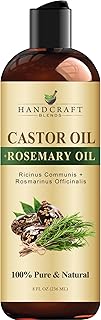 Handcraft Blends Castor Oil with Rosemary Oil 8 Fl Oz | 100% Pure and Natural | Premium Grade Carrier Oil | Hair, Eyelashes and Eyebrows | Hair and Body