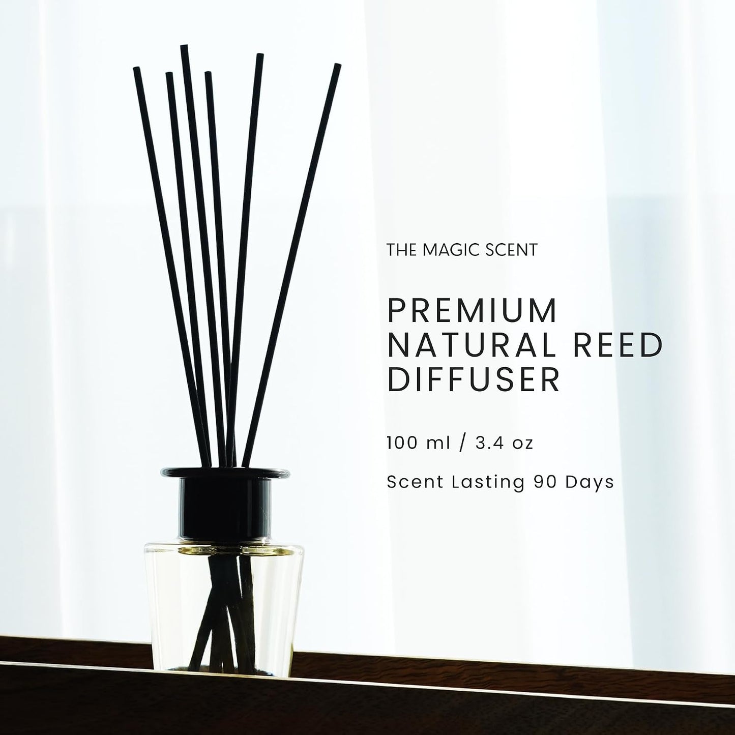 The Magic Scent Mahogany & Teakwood Reed Diffuser for Home - Luxury Scent Diffuser with Premium Fiber Reeds for Lasting Gentle Dispersal - Natural, Toxin-Free Aroma Inspired by Ambercrombie & Fitch
