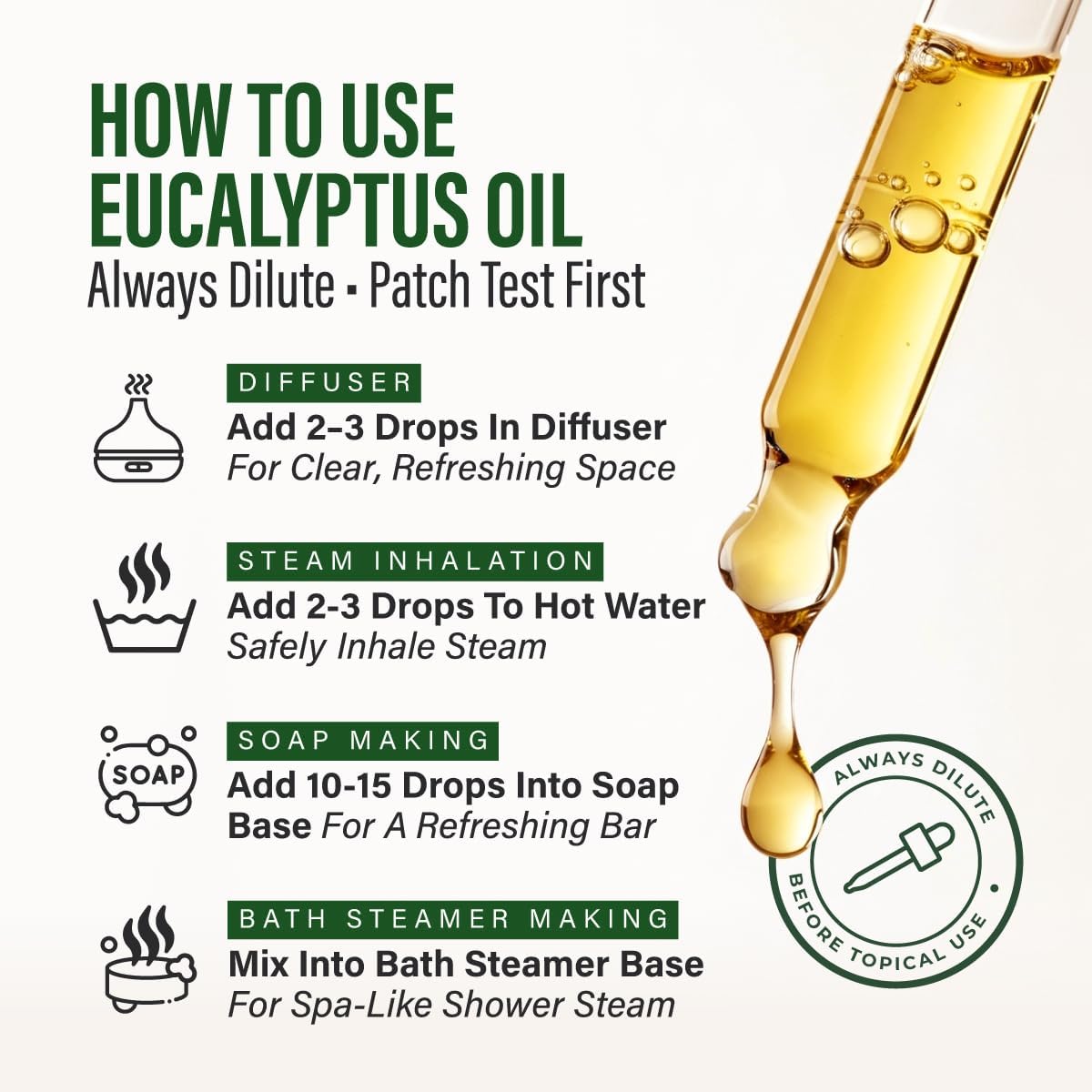 100% Pure Eucalyptus Oil - 4 Fl Oz Eucalyptus Essential Oil for Hair, Skin, Diffuser, Aromatherapy & DIY Soap Making Scent