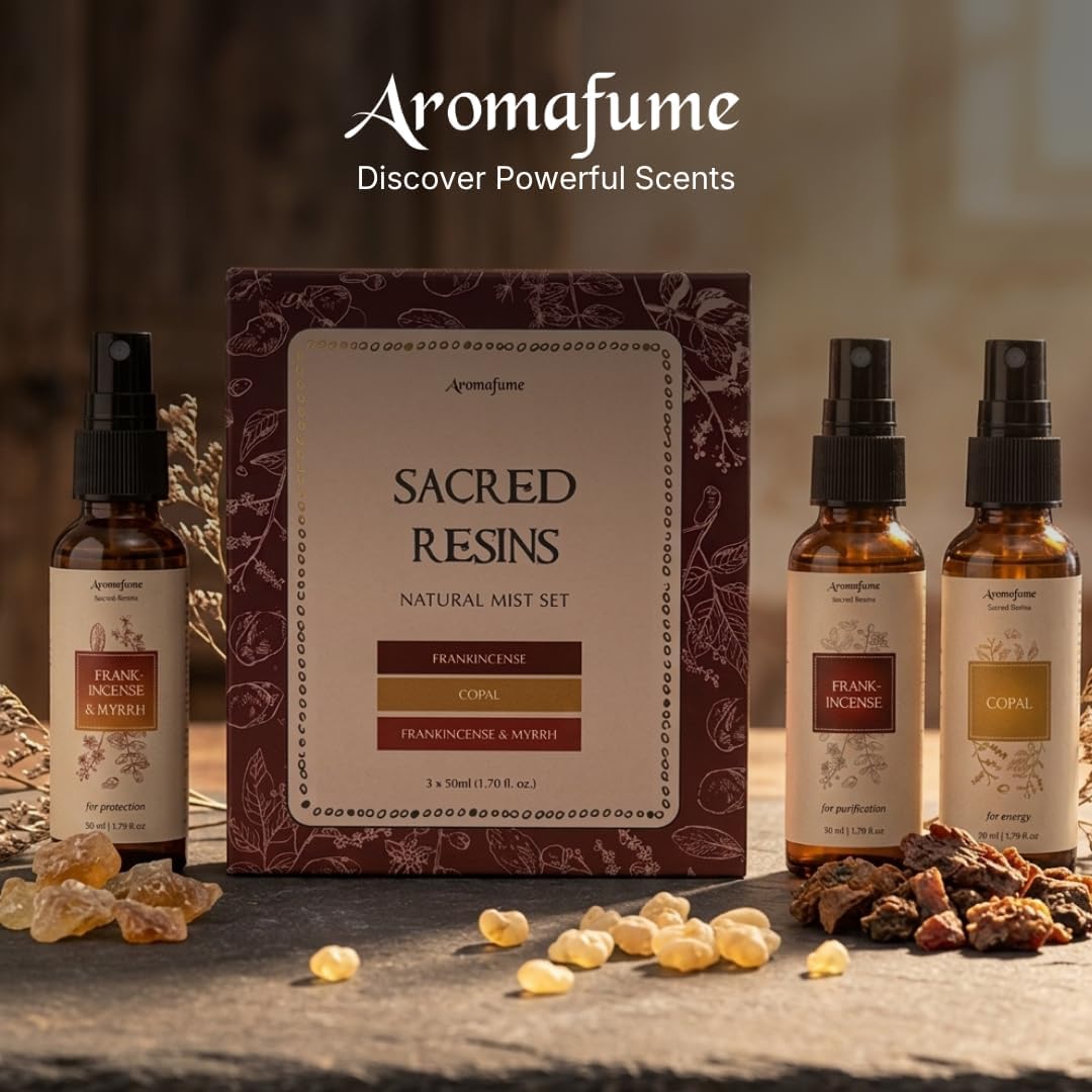 Sacred Mist Gift Set by Aromafume | 3x50ml Natural & non-toxic Air Freshener Sprays for Home, Fabric & Linen Mist | Ideal for deep relaxation, spirituality & rituals