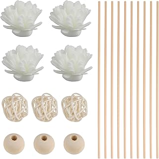 20 Pcs Reed Diffuser Sticks Flowers, Natural Diffuser Reeds Sticks with Decorative Flowers, Replacement Rattan Reed Fragrance Set for Office and Living Room Bedroom Decor