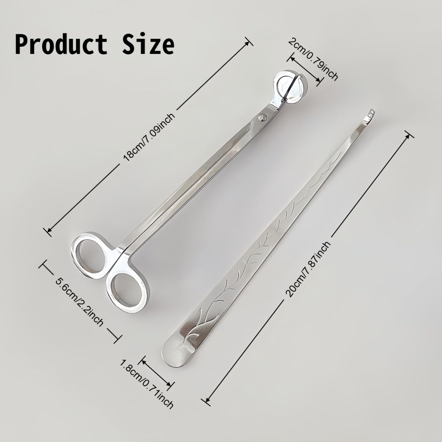 Candle Wick Trimmer，Professional Copper-Nickel Plated Candle Wick Trimmer 2-piece Set, 7.09-inch Silver Scissors with Decorative Patterns, Candle Maintenance Tool with a Ball Head