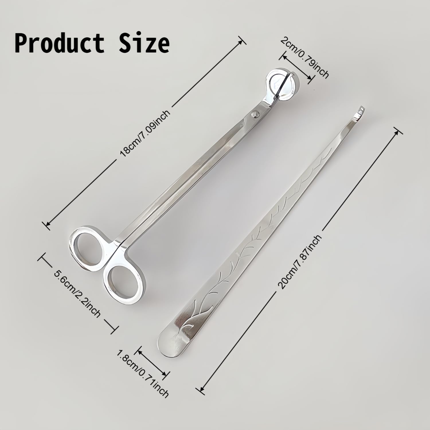 Candle Wick Trimmer，Professional Copper-Nickel Plated Candle Wick Trimmer 2-piece Set, 7.09-inch Silver Scissors with Decorative Patterns, Candle Maintenance Tool with a Ball Head