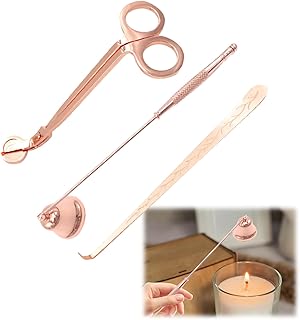 3 in 1 Long Handle Candle Accessories Set，Candle Snuffer and Wick Trimmer ，Wick Cutter，Candle Extinguisher Snuffer (Rose Gold)