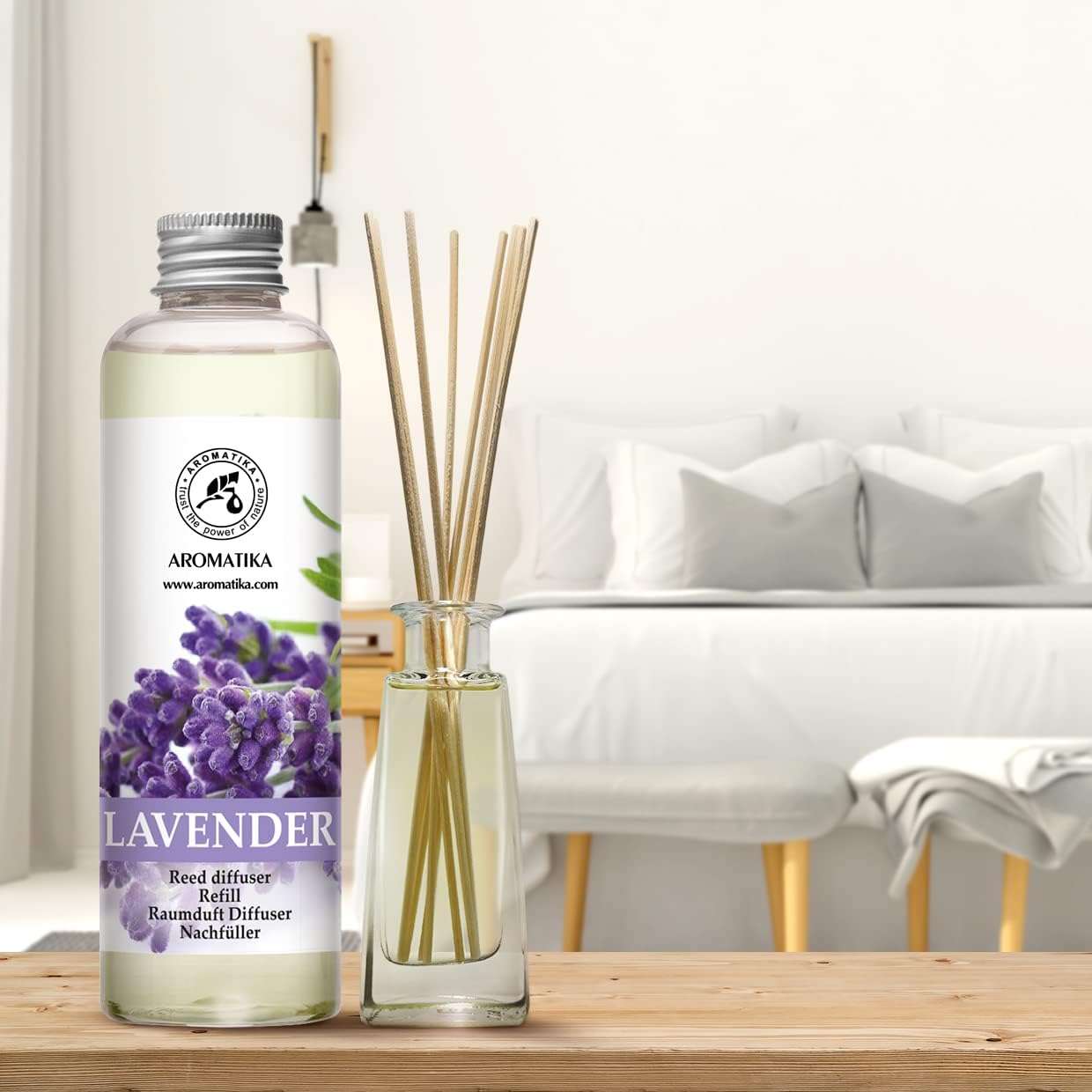 Lavender Reed Diffuser Refill 6.8 Fl Oz - Lavanda Refill - Room Fragrance Diffuser w/Natural Essential Lavender Oil - Reed Diffuser Oil Refill for Spa - Aromatherapy - Home - Bath - Restaurant