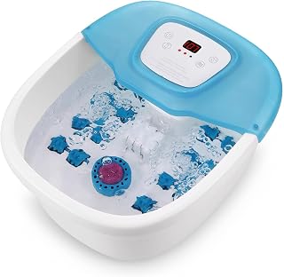 N A Foot Spa/Bath Massager with Heat, Bubbles & Vibration, Removable Pedicure Stone, 16 Shiatsu Massage Rollers, Adjustable Temperature, Heated Foot Bath Home Use