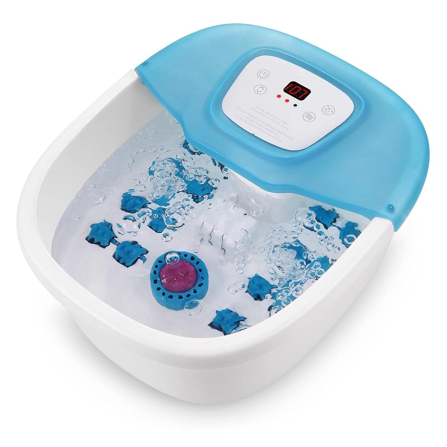 N A Foot Spa/Bath Massager with Heat, Bubbles & Vibration, Removable Pedicure Stone, 16 Shiatsu Massage Rollers, Adjustable Temperature, Heated Foot Bath Home Use