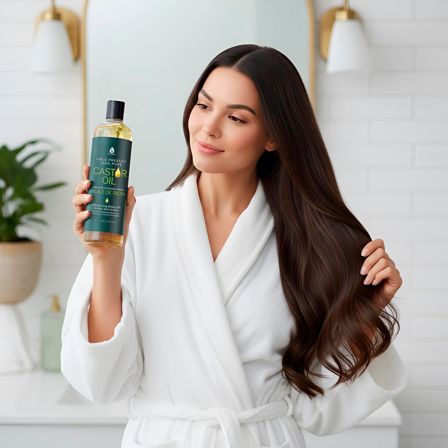 Pursonic Castor Oil (16oz) Cold-Pressed, 100% Pure, Hexane-Free Castor Oil-Moisturizing & Healing, For Dry Skin, Hair Growth - For Skin, Hair Care, Eyelashes