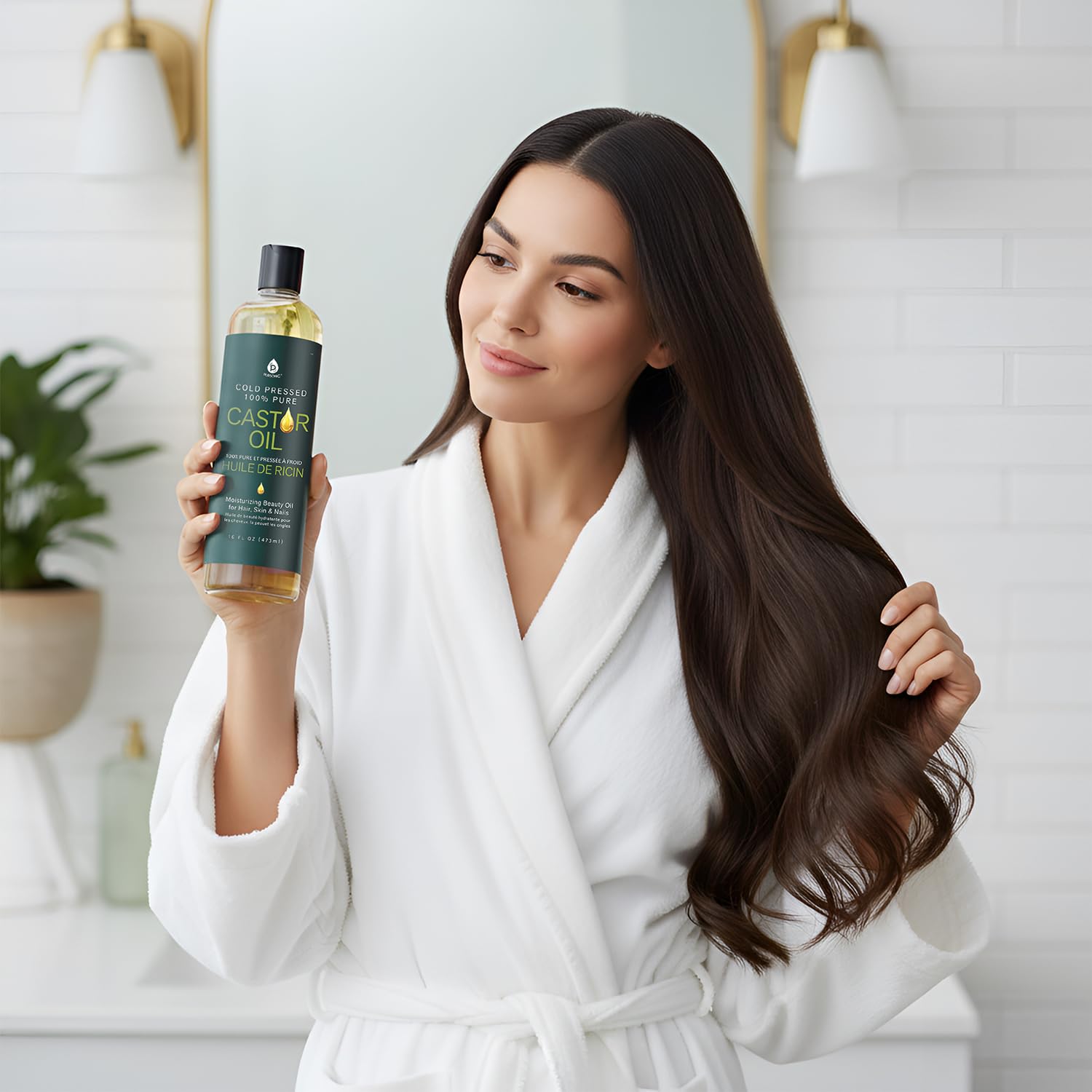 Pursonic Castor Oil (16oz) Cold-Pressed, 100% Pure, Hexane-Free Castor Oil-Moisturizing & Healing, For Dry Skin, Hair Growth - For Skin, Hair Care, Eyelashes