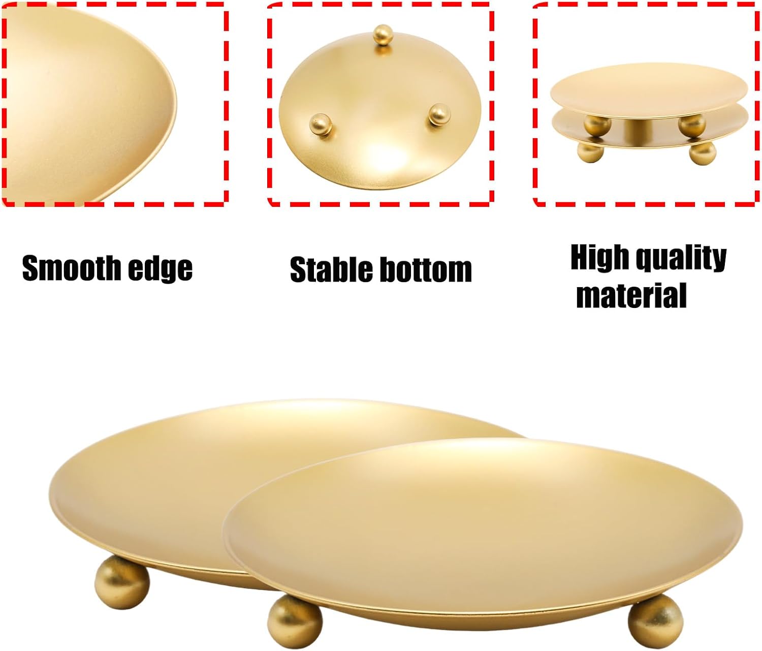 2Pcs Iron Plate Candle Holder Set - 4.33 Inch Decorative Pedestal Candle Stands for Home, Wedding, and Birthday Parties - Elegant Gold Candle Holders for Stylish Décor