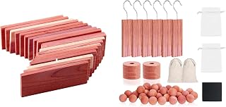 Save 15% on Cedar Blocks for Clothes Storages, 100% Aromatic Red Ceder Sachets Natural Wood Chips 16 Pcs and Cedar Ball and Chips 40Pcs
