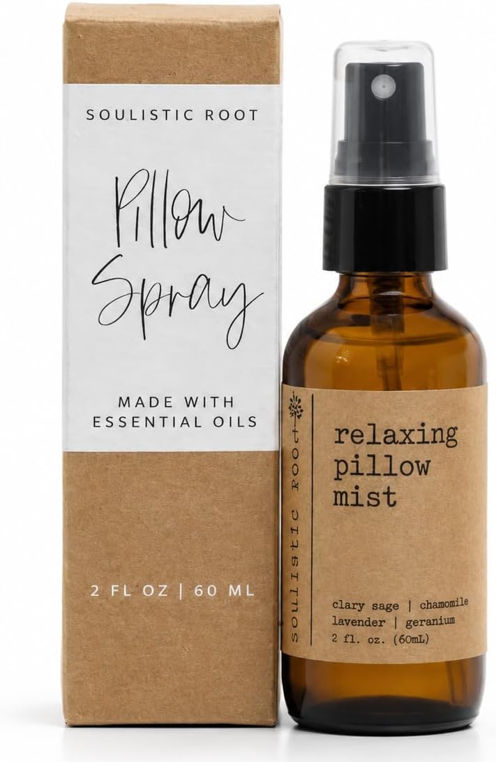 Soulistic Root Relaxing Pillow Mist | Lavender Chamomile Linen Room Spray for Pillows, Bedding and Linens, Botanical Home Fragrance in Glass Bottle (2 oz)