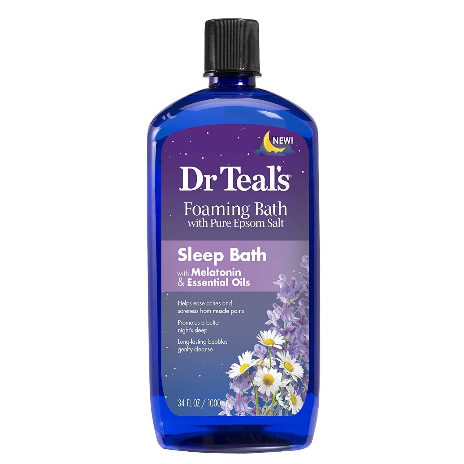 Dr Teals Melatonin Sleep Bath Gift Set (Foaming Bath (34 oz), Body Lotion (8 oz), & Sleep Spray (6oz) - Stress Relief Lavender & Melatonin Promotes Better Sleep - At Home Spa Kit - Relax Before Bed