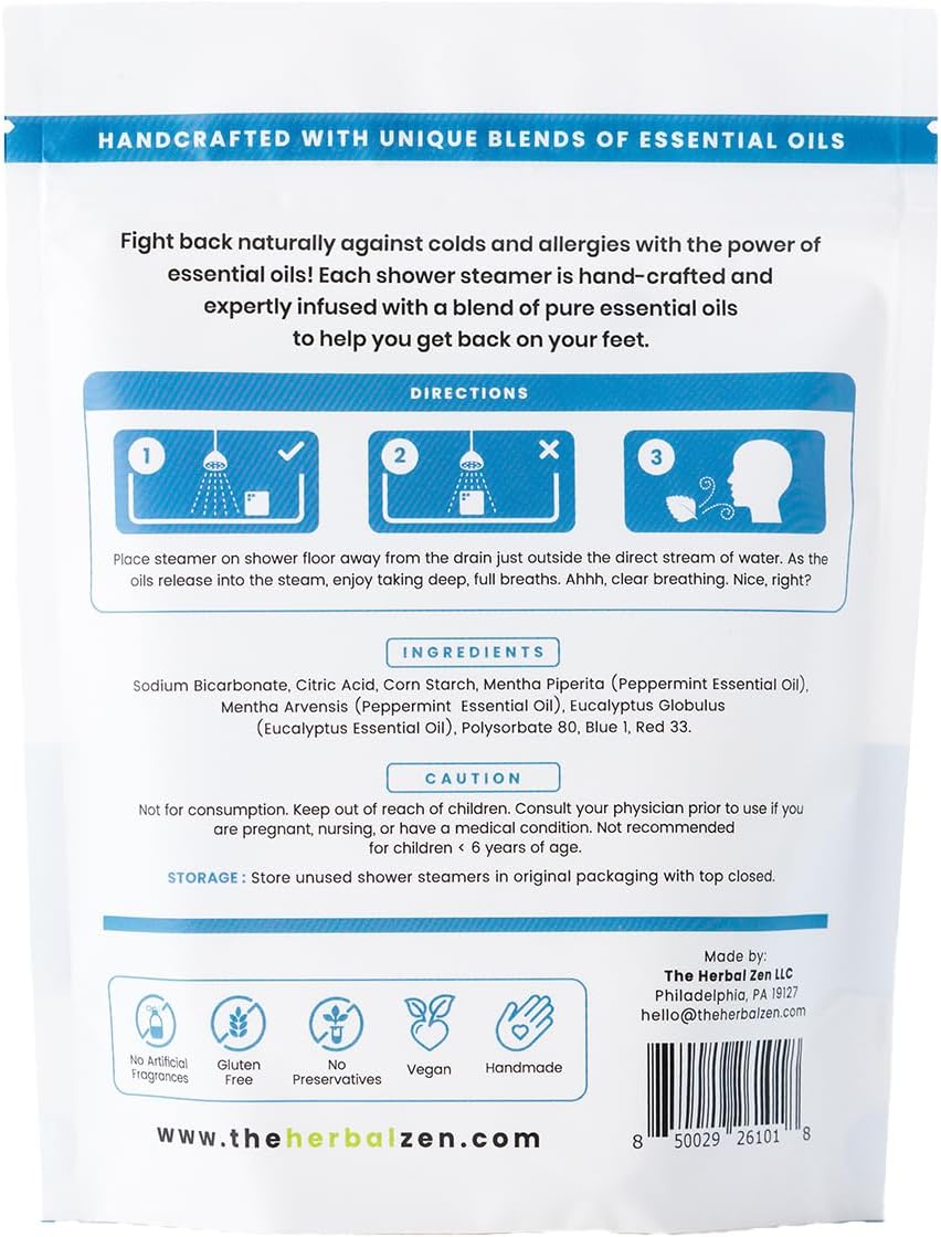Cold Kicker Shower Steamers Aromatherapy for Relief - USA Made - Peppermint & Eucalyptus Shower Bomb Tablets – Valentines Day Gift for Her and Him – Soothing Natural Essential Oils (10 Pack)