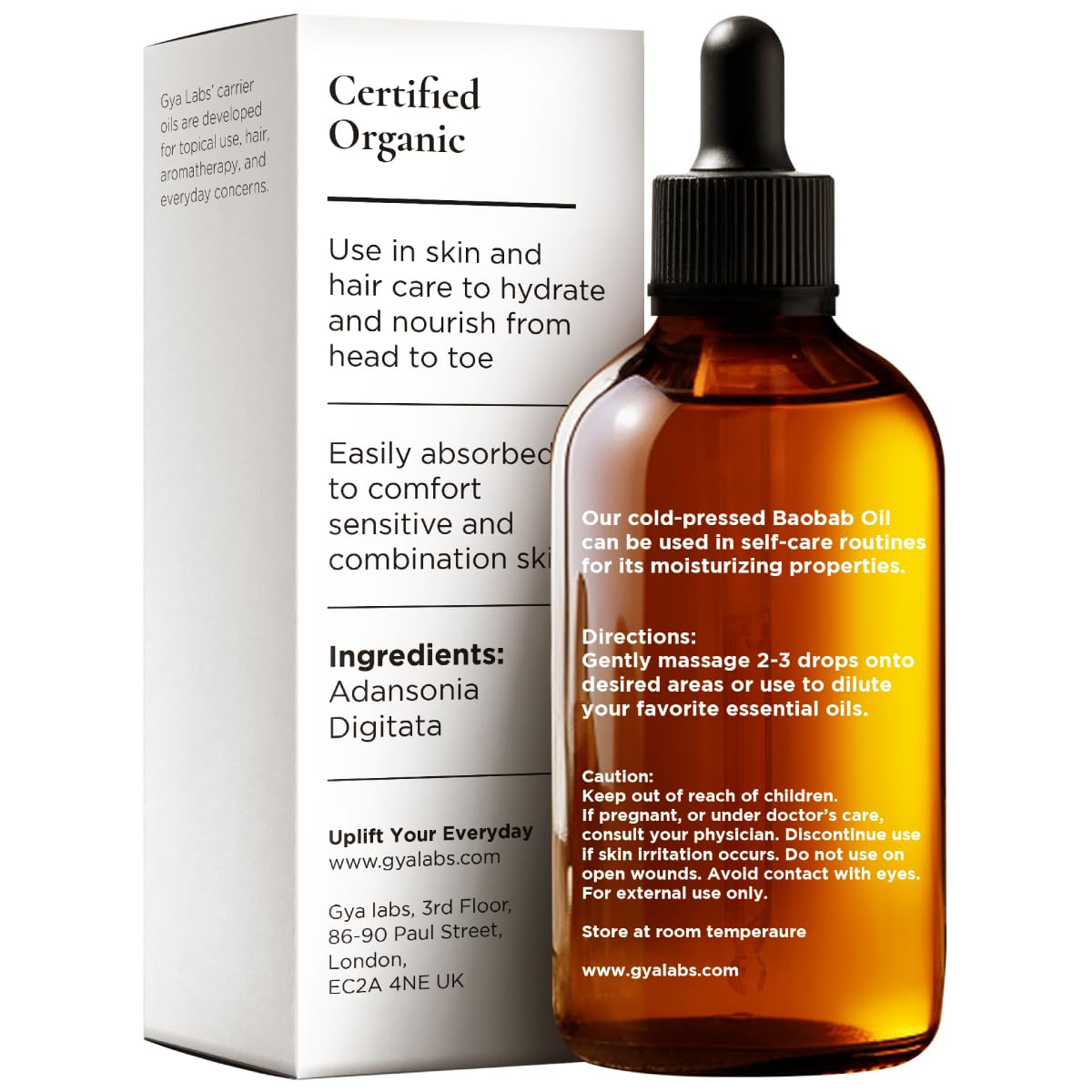 Gya Labs Baobab Oil - 1.7 Fl Oz - Carrier Oil for Hair, Skin, Face, Scalp & Body Massage