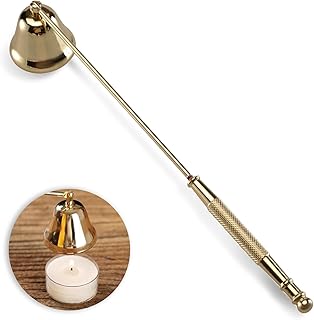 Candle Snuffer Extinguisher with Long Handle, Stainless Steel Wick Flame Snuffer for Putting Out Wick Flame Safely (Gold Accessory)